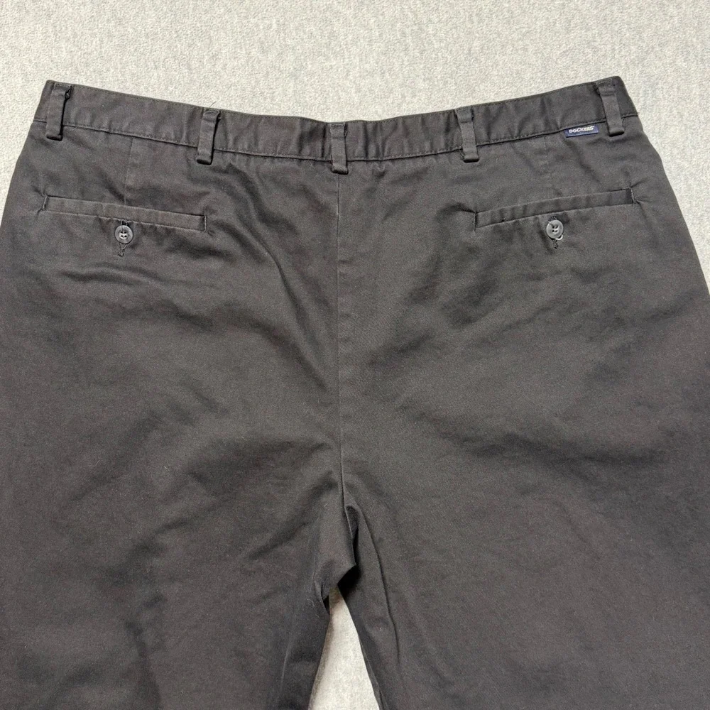 Dockers Mens 42x30 Black Pleated Chinos‎ Stretch Cotton Straight Leg Pants